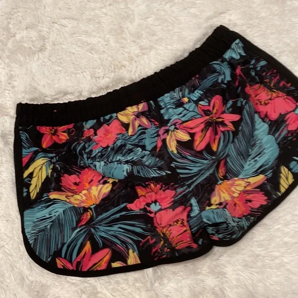 Burnside Floral Swim Coverup Shorts - Black, Pink, Yellow, Blue - Picture 2 of 3